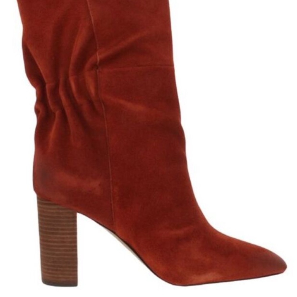 CHARLES BY CHARLES DAVID Womens Red Ruched Barrie Leather Booties - Picture 3 of 13